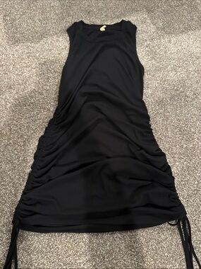 Wishlist Black Sleeveless Ruched Mini Dress with Side Drawstrings